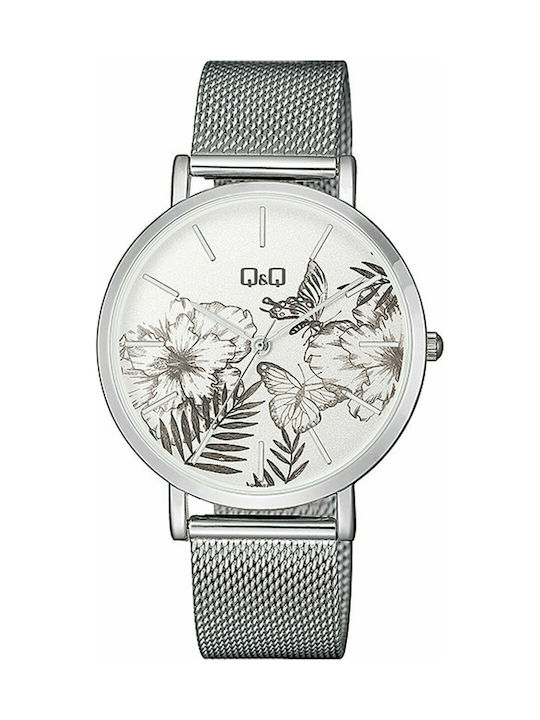 Q&Q Uhr mit Silber Metallarmband