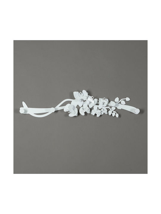 Arti E Mestieri Metal Wall Hanger Orchidea with 4 Slots White