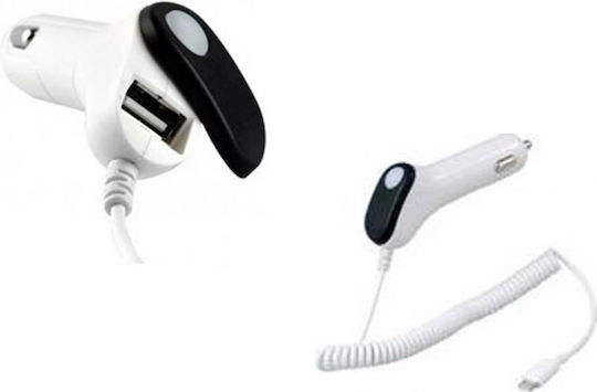 Auto Gs Φορτιστής Αυτοκινήτου 2.1A με Θύρες: 1xUSB 1xΑναπτήρα μαζί με Καλώδιο Lightning Λευκός