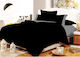 Le Blanc Cotton Line Σετ Σεντόνια Διπλά 200x240εκ. Μαύρο Γκρί (4τμχ)