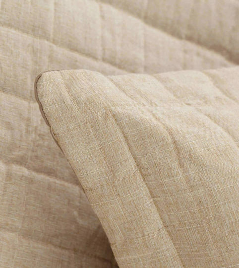Borea Linen Pillowcase Oxford Quilted Beige 50x70cm.