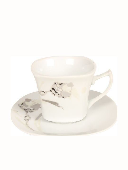 Keskor Porcelain Tea Cup Set 160ml White 6pcs