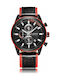 Curren Watch Battery with Leather Strap Black / Red