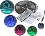 LED Strip Power Supply 12V RGB Length 5m and 54 LEDs per Meter Set with Remote Control and Power Supply SMD3528