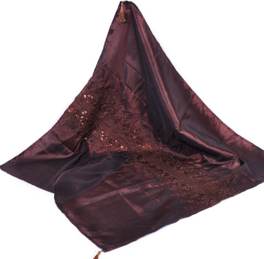 Fylliana Checkered with Embroidery Birds Brown 100x100cm