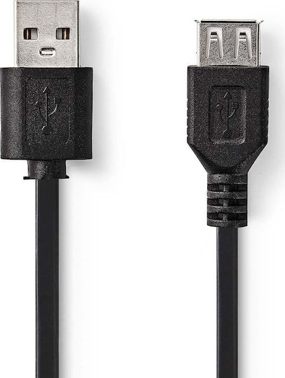 Nedis USB 2.0 Cable USB-A male - USB-A female Μαύρο 2m CCGB60010BK20