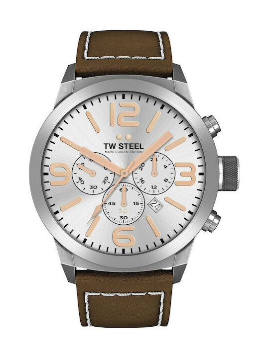 TW Steel MC Editions Uhr Chronograph Batterie mit Braun Lederarmband