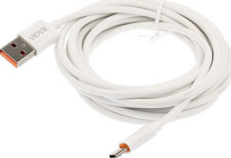Vidvie Regular USB 2.0 to micro USB Cable Λευκό 3m (CB443-3)