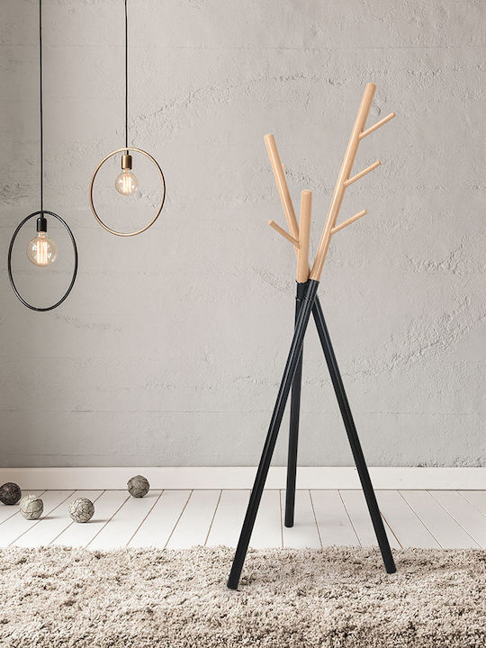 Liberta Metallic Coat Rack Black/ Natural Osaka 52x52x172cm