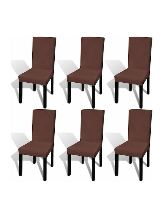 vidaXL Ελαστικό Κάλυμμα Καρέκλας Καφέ 6τμχ
