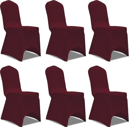 vidaXL Elastic Cover for Chair Burgundy 6pcs 241200