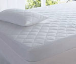 24home.gr Single Quilted Mattress Cover Fitted Καπιτονέ White 90x200cm