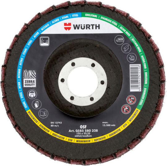 Wurth Zebra Δίσκος Λείανσης Μετάλλου 125mm Πτυχωτός-Μέτριος