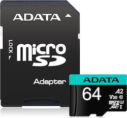 Adata Premier Pro microSDXC 64GB Class 10 U3 V30 A2 UHS-I με αντάπτορα