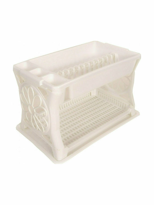 Nektarplast Dish Drainer Double Tier Plastic in White Color 48x30.5x29cm