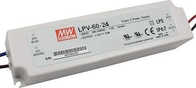 LPV-60-24 Waterproof IP67 LED Power Supply 60W 24V Mean Well