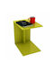 C-Shape Rectangular Wooden Side Table with Wheels Green L35xW45xH60cm