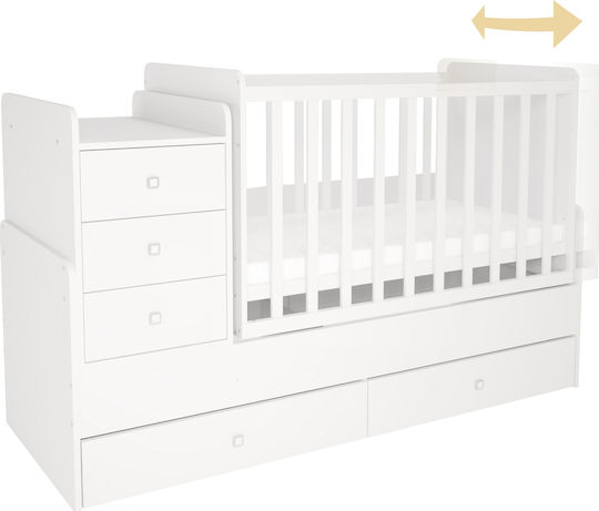 Polini Kids Babybett Multifunktional Simple 1100 Weiß für Matratze 60x120cm