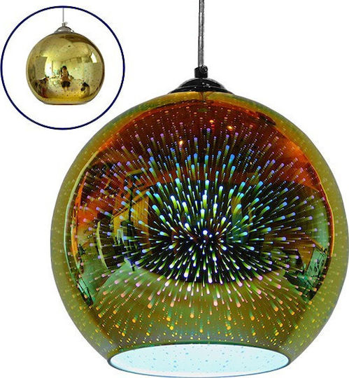 GloboStar Saturn Κρεμαστό Φωτιστικό Χρυσό με Ντουί E27 25x22εκ.