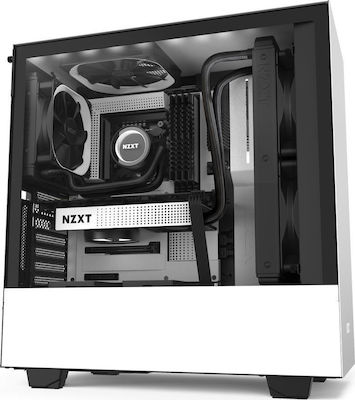 NZXT H510i Gaming Midi Tower Computer Case with Window Panel and RGB Lighting White