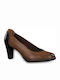 Tamaris Leather Pointed Toe Tabac Brown Medium Heels