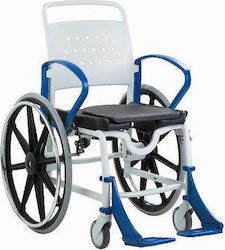 Rebotec Genf 24″ Shower Commode Wheelchair with Seat Blue Frame