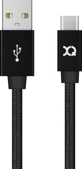 Xqisit XQISIT Braided USB 2.0 Cable USB-C male - USB-A Μαύρο 1.8m