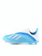 Kids Soccer Cleats with Molded Outsole Bright Cyan / Silver Metallic / Shock Pink