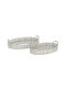 Inart Διακοσμητικός Δίσκος Metallisch Oval mit Spiegel Silver 2Stück