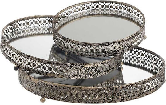 Inart Tavă Decorativă Metal Oval cu oglindă 3buc