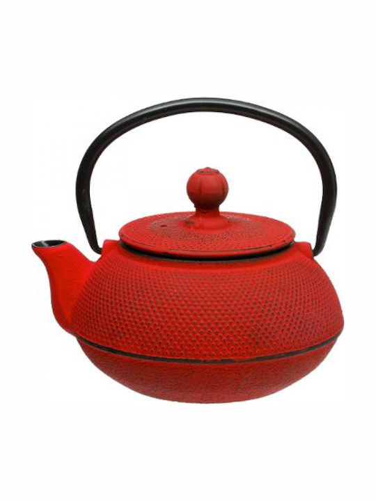 Marva Tea Set with Filter Cast Iron Red 600ml 1pcs