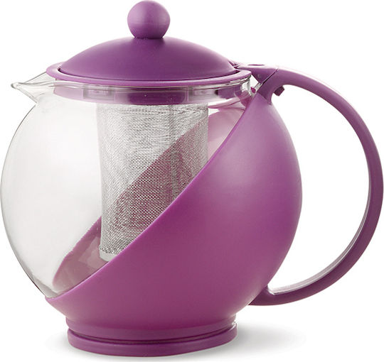 Luigi Ferrero FR-8125JS Τσαγιέρα Γυάλινη με Φίλτρο Μωβ 1250ml