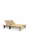 Deckchair Double Bamboo Brown 200x130x24cm.