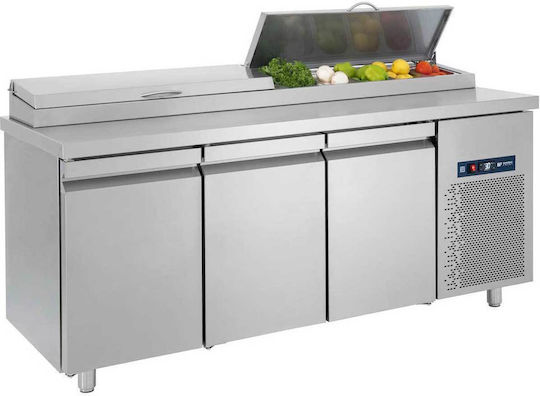 Bambas Frost Frigider Inoxidabil de Banc Salată 532lt cu 3 Uși și Unitate de Răcire 0/+10°C L185xl70xH85cm PIMG 185