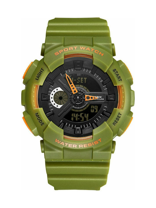 Weide Digital Ceas Baterie cu Verde Brățară din cauciuc WD11025