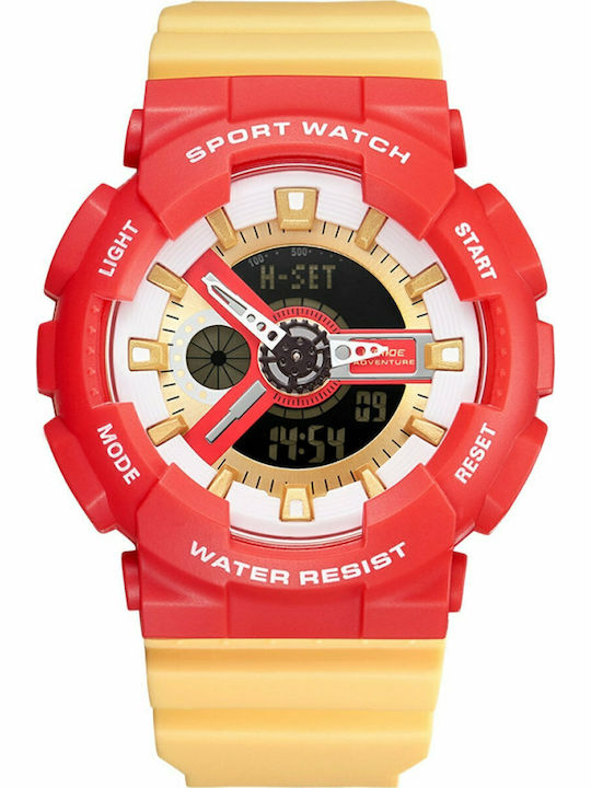 Weide Digital Men's Watch 53mm Battery with Yellow Rubber Strap