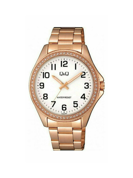 Q&Q Watch with Pink Gold Metal Bracelet