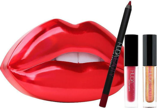 Huda Beauty Contour & Strobe Lip Set Make-up-Set 3Stück