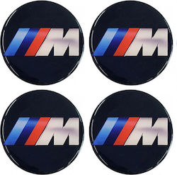 Auto Gs Adhesive Badges with Enamel Coating Bmw M 6cm for Car Rims Multicolour 4pcs