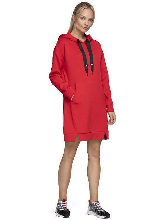 4F Women's Long Hooded Sweatshirt Red H4Z19-BLD006-62S