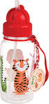 Rex London Kids Plastic Water Bottle with Straw Red 500ml