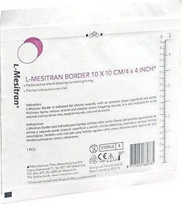 L-Mesitran Border Αυτοκόλλητη Γάζα 10x10cm 1τμχ