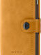 Miniwallet Vintage Δερμάτινο Ανδρικό Πορτοφόλι Καρτών με RFID και Μηχανισμό Slide Κίτρινο