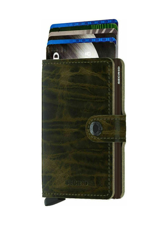 Secrid Miniwallet Dutch Martin Men's Leather Card Wallet with RFID και Slide Mechanism Khaki