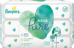 Pampers Pure Aqua Υποαλλεργικά Μωρομάντηλα με 99% Νερό, χωρίς Οινόπνευμα & Άρωμα 3x48τμχ