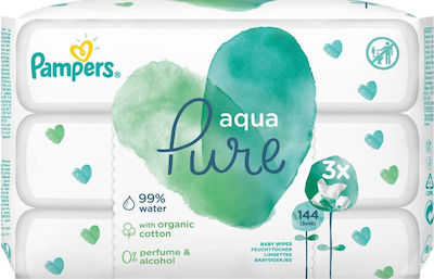 Pampers Pure Aqua Hipoalergenice cu 99% Apă, fără Alcool & Parfum 3x48buc