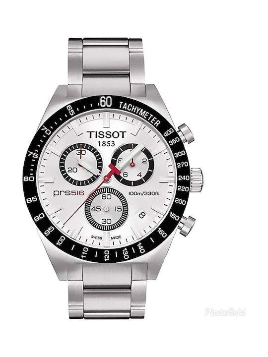 Tissot Ανδρικό Ρολόι 42mm Χρονογράφος Μπαταρίας με Ασημί Μεταλλικό Μπρασελέ