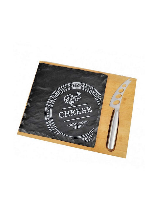 Cryspo Trio Wooden Cheese Serving Platter with Knife 33x25cm 2pcs