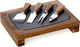 Cryspo Trio Käseplatte Porzellan-Holz mit Messerset 27,5x19,5cm Servierplatte Porzellan 27.5x19.5x5cm 1Stück