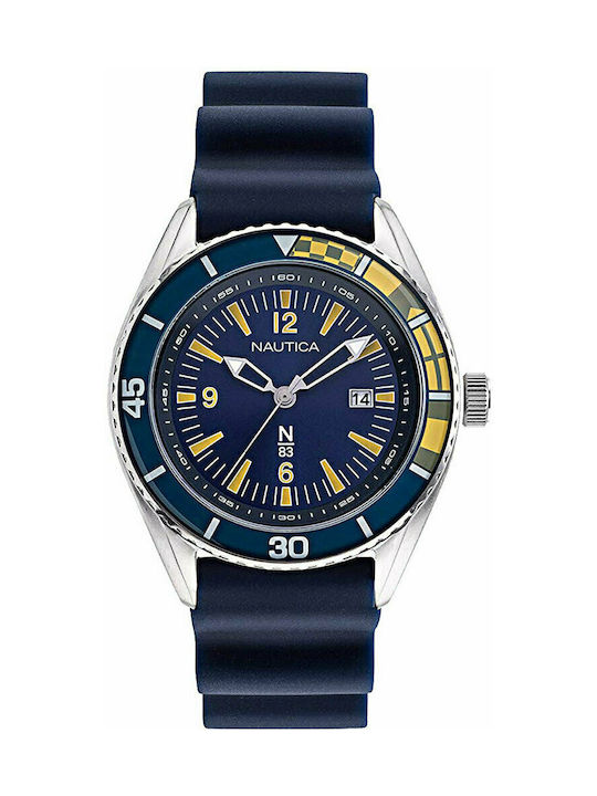Nautica Urban Surf Watch Battery with Blue Rubber Strap